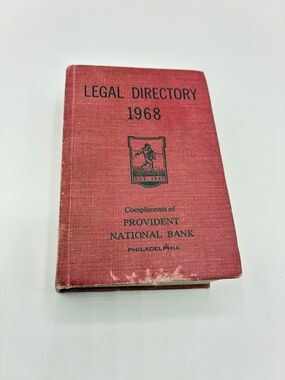 Vintage 1968 Pocket Size Legal Directory Banking Ephemera Philadelphia
